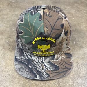 Vintage Macon Machine Camo Trucker Hat Snapback Mesh Cap Made in USA